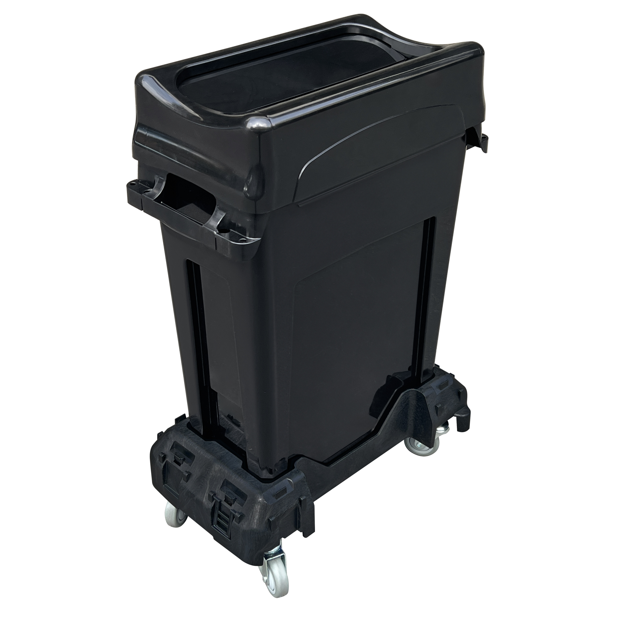 Crusader Thin Container Dolly, 800 lb. load capacity, contains 4 swivel 3" x 1" thermoplastic rubber casters